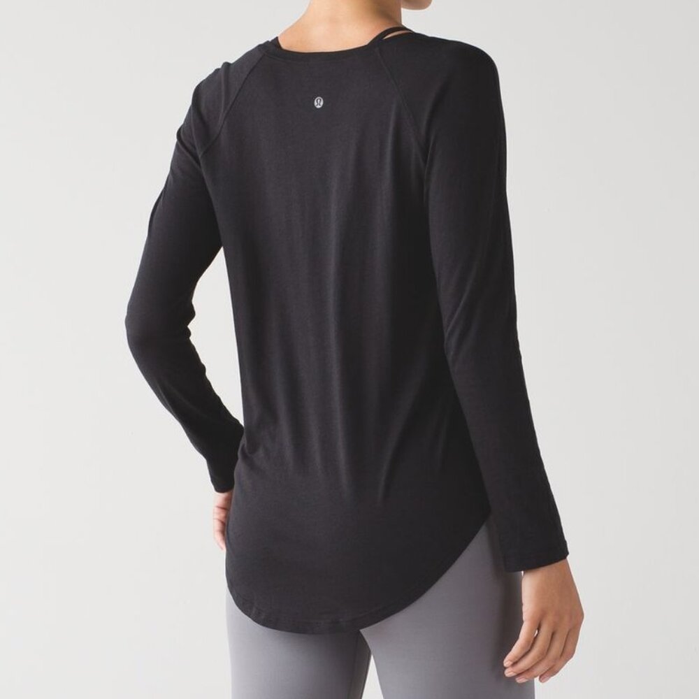 Lululemon Black "Locarno" Long Sleeve Scoop Neck Tee 6